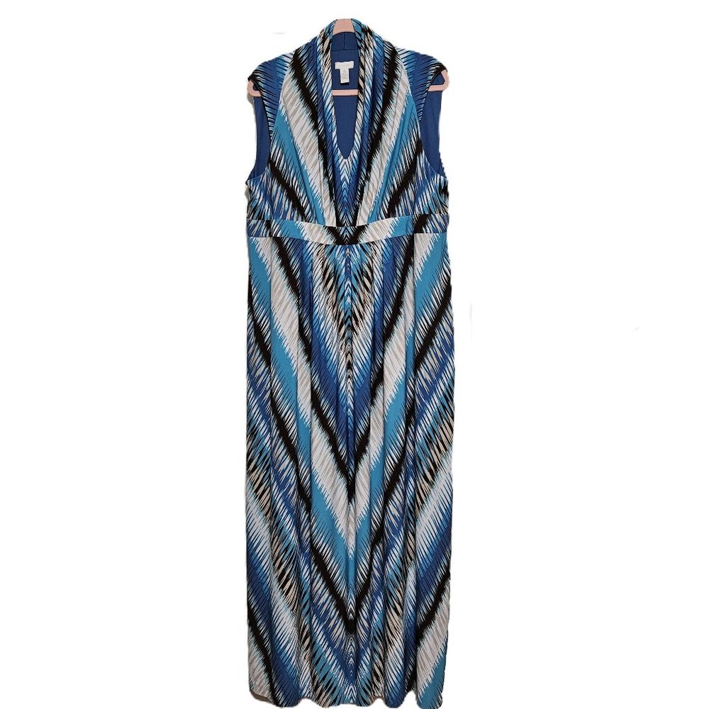 Chico's Chevron Jasmina Maxi Dress Blue